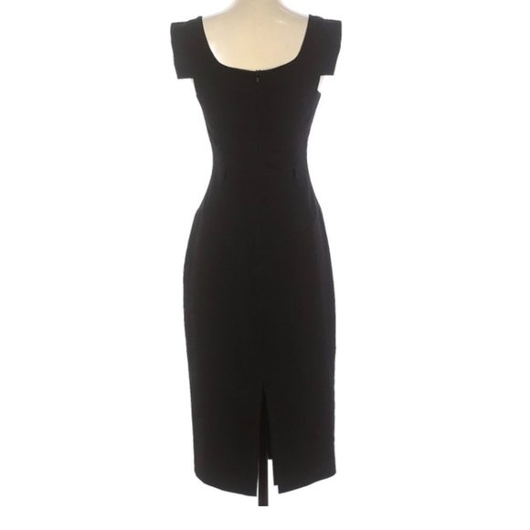 Size 6 Black Halo Belted Classic Jackie O Midi Dress - Picture 8 of 13